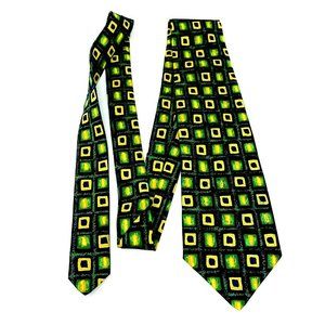 BURTON MENS TIE 100% POLYESTER Green Navy Blue